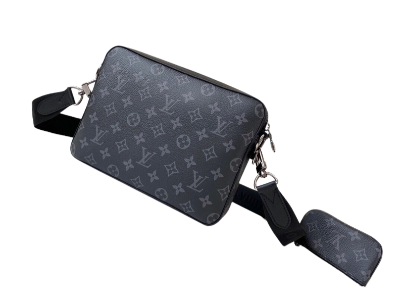 'Louis V' Trio Messenger Bag Black